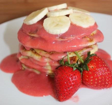 Paleo Strawberry Coconut Pancakes
